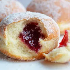Puszyste pączki z dżemem, posypane cukrem pudrem. Idealne na tłusty czwartek, te fit pączki kuszą swoim wyglądem.