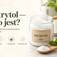 Erytrytol – co to jest? Słodzik w słoiku, obok ciasta i kawy. Poznaj jego właściwości, kalorie, zastosowanie i skutki uboczne.