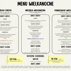 Nowoczesne potrawy wielkanocne: menu na Wielką Sobotę, Niedzielę i Poniedziałek Wielkanocny z bogatym wyborem zup, dań głównych, dodatków i deserów.