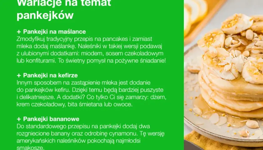 Prosty przepis na pankejki bananowe z cynamonem. Puszyste naleśniki z owocami i syropem.