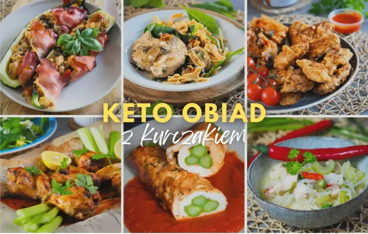 Keto obiady z kurczakiem: faszerowana cukinia, makaron z kurczakiem, skrzydełka, rolada z kurczaka ze szparagami i zupa. Przepisy keto na każdy dzień.