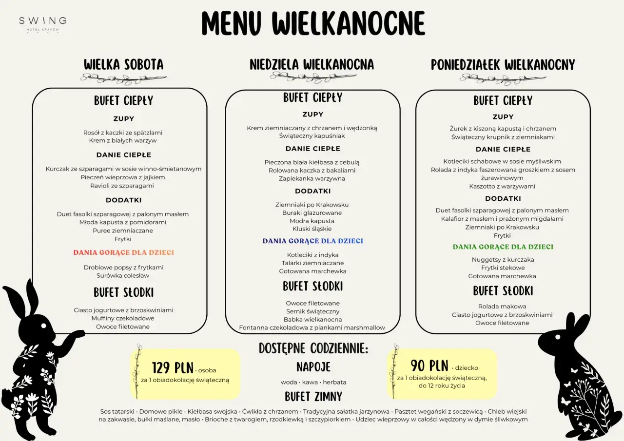 Nowoczesne potrawy wielkanocne: menu na Wielką Sobotę, Niedzielę i Poniedziałek Wielkanocny z bogatym wyborem zup, dań głównych, dodatków i deserów.